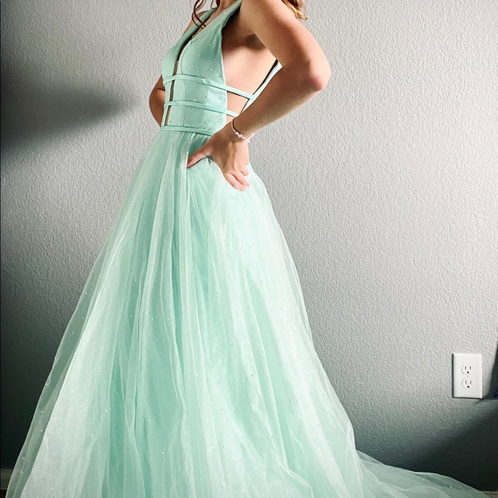 Sherri Hill Prom Dress ~ Mint Green Prom Dress - Picture 3 of 5